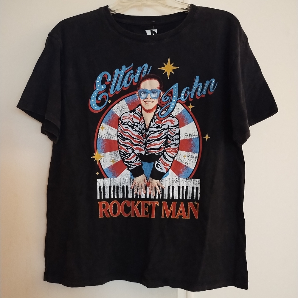 Elton John Rocket Man Women's 100% Cotton Official Merch T-Shirt Size S NWT